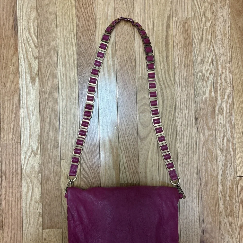 Tory Burch Louiisa Fushia‎ Slouchy Leather Convertible Crossbody Hobo Bag
